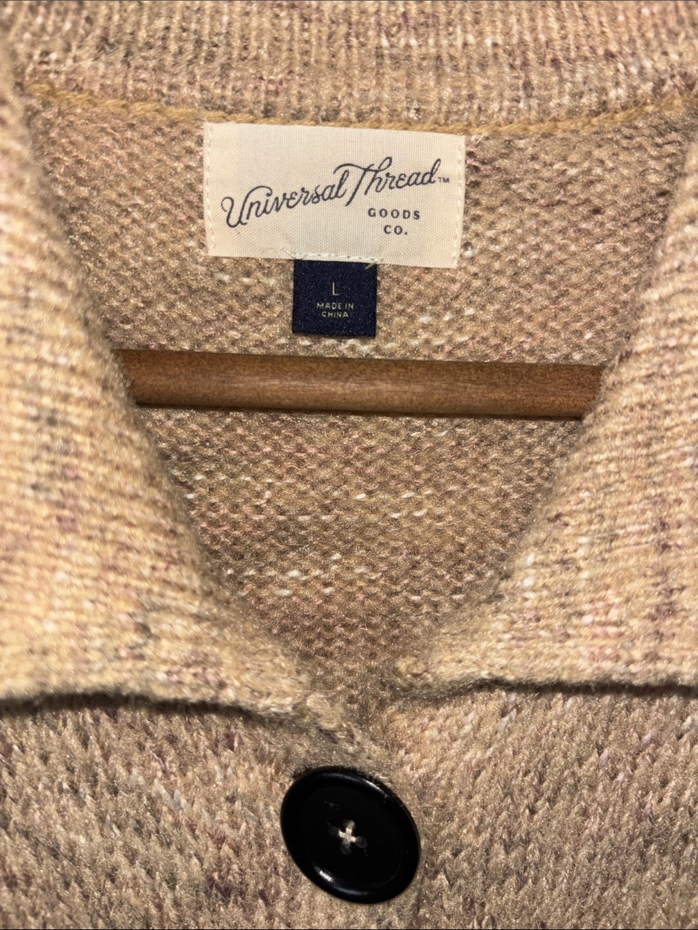 Universal Thread Tan Beige Button-Front Collared Cardigan Size Large - Picture 3 of 5